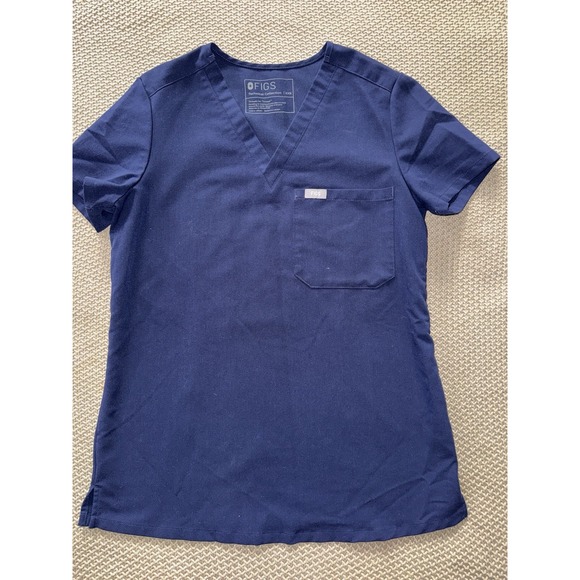 FIGS Women's Technical Collection Scrub Top Blue Short Sleeve Button Up Sz 2XS - Picture 2 of 8